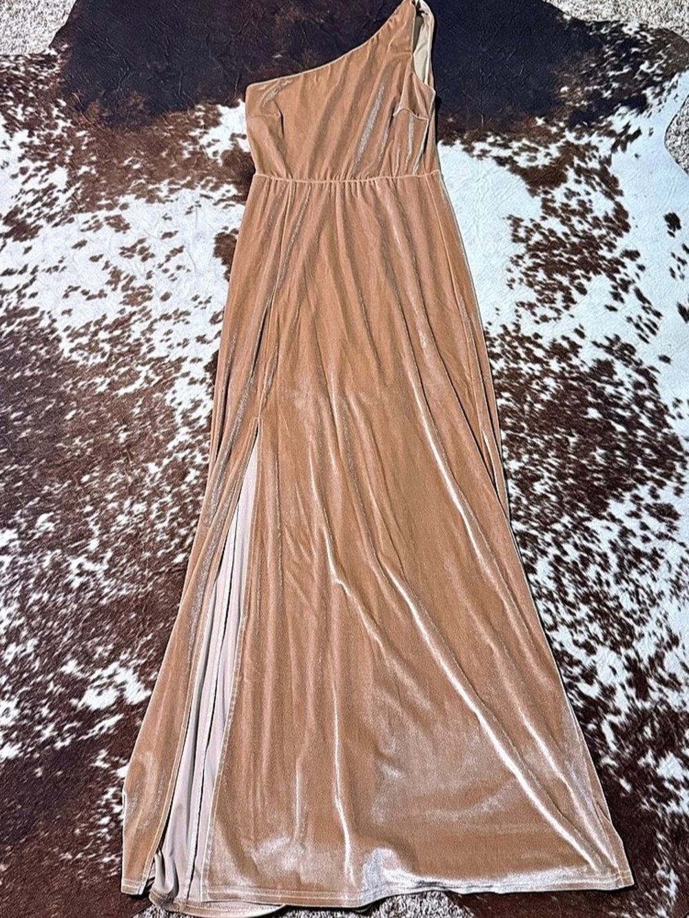BALTICBORN One-Shoulder Maxi Dress in Brown Size Medium Like New